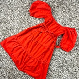Red Smocked Back Sun Dress